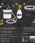 Pneumatic Brake Bleeder Kit With 2L Vacuum Pump And 1L Refilling Bottle One Person Brake Fluid Flush System, 23 adapters included