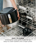 Top Rated Air Fryer With Four In One Cooking Functions For Crispy Roasting being placed in a dishwasher for easy cleaning.