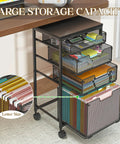 Rolling File Cart With Four Drawers And Printer Stand On Wheels Mobile Filing Cabinet For Home Office Hanging File Organizer