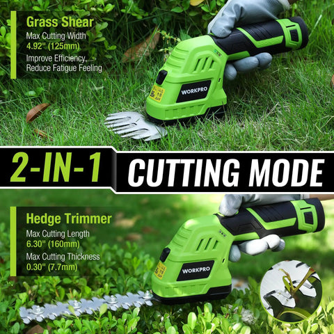 12V Cordless Grass Shear And Hedge Trimmer 2 In 1 Handheld Electric Grass Cutter close-up showing cutting blades on green grass