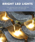 Close-up of Outdoor 7 Tier Cascading Rock Water Fountain With Six LED Lights For Garden Patio Yard Decor Natural Stone Look