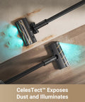 Game Changing Cordless Vacuum Cleaner With 850W Motor And 90 Minute Runtime showing dust and debris on carpets and hardwood floors.