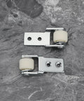 8 Pack 15mm Sliding Door Track Guide Wheels for Dining Tables Closets and Glass Doors shown on marble surface