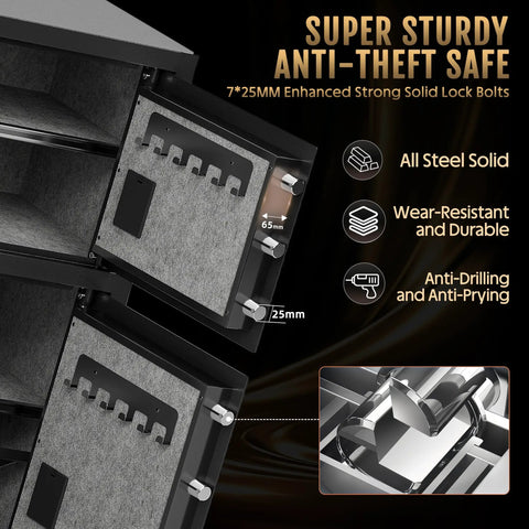 Extra Large Home Safe With Fireproof And Waterproof Bag, Built Tough Double Door Security Safe Box open showing lock mechanisms