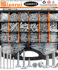 Massive 1680 Piece Nails And Screws Kit With Bolts And Nuts For DIY Home Projects, Includes M3 Through M6 Machine Screws, Picture Hanging Nails, Drywall Screws In Sizes Six And Eight, Half Inch To Two Inch Lengths, The Handy Repair Kit For Any Job in a plastic organizer