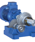 Gear mechanism with blue motor housing showcasing Heavy Duty Built To Last 25X47X7 HMSA10 RG Radial Shaft Seal for oil or grease.