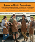 Four people wearing Waxed Canvas Work Apron For Men With Pockets, standing outdoors by a truck, showcasing apron's durability.