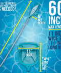 5 Foot Leaf Skimmer Net With 4 Aluminum Pole Sections Ultra Fine Mesh Basket 60 Inch Reach Quick Clean on pool background