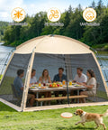 12 X 12 Ft Camping Screen Tent For 8 To 10 People, Easy Setup Mosquito Net Canopy, UV Resistant Sun Shelter by a river