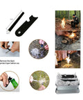 Emergency Fire Starter Kit With Pre Shaved Magnesium, 3.15 Inch Ferro Rod, 4 Inch Waxed Rope, Waterproof Tin in use outdoors