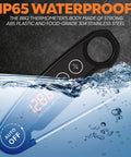 1 Second Instant Read Meat Thermometer Rechargeable Digital Kitchen Thermometer For Fast And Accurate Cooking Like A Pro For Grill And BBQ Waterproof Probe Thermometer showcasing IP65 waterproof feature submerged in water with digital display.