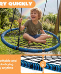 Child on 40 Inch Spider Web Saucer Swing With 750Lb Capacity For Kids Outdoor Backyard Playground Net Swing Easy Assembly
