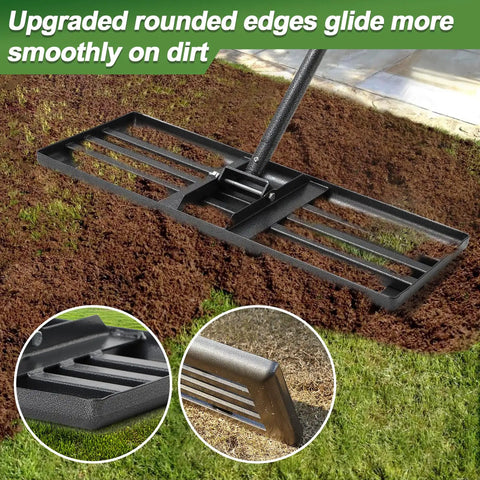 Heavy Duty Lawn Leveling Rake With 30 Inch Blade And Adjustable Handle For Easy Yard Dirt Grading
