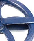 Close-up of navy blue gin wheel part of Heavy Duty 12 Inch Gin Wheel Block Set Of 2 For Rope Handling With Working Load Limit 1000 Lbs