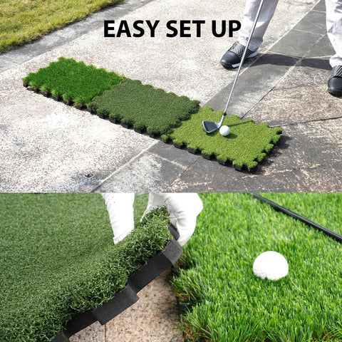 Tri Turf Golf Hitting Mat With Thick EVA Foam Base And Tri Turf Tiles for indoor and outdoor backyard practice setup