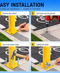 Installation steps for Tough As Nails 42 Inch Yellow Steel Bollard Rugged Powder Coated Traffic Barrier with hardware.