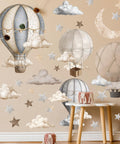Dreamy Hot Air Balloon and Star Wall Decals Peel and Stick Vinyl Wall Stickers for Kiddo Sized Kids Room Nursery Decor Cute Balloon Moon Clouds and Stars For Boys and Girls Bedroom