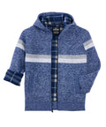 Cozy Kids Zip Hoodie With Fleece Flannel Lining Full Zip Hooded Sweater in blue knit, ages 6-12, winter wear for boys