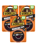 Heavy Duty Double Sided Mounting Tape Weatherproof 1 Inch By 60 Inch Black Pack Of 3 That Holds Up To 30 Pounds On Indoor Or Outdoor Surfaces