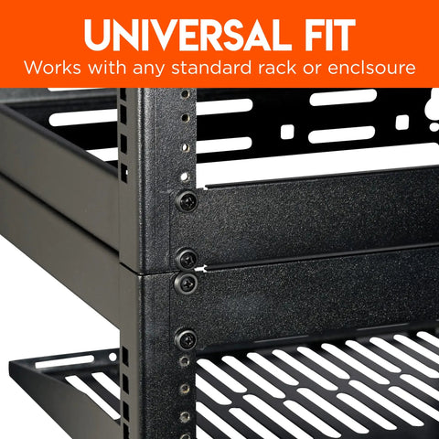 Rack Mount Screws 10 By 32 Steel With Attached Nylon Washers And Pilot Point Heads in black rack, close-up view