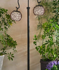 Castillo Outdoor Floor Lamp With Oil Rubbed Bronze Highlight Finish and Dual Suspended Woven Rattan Shades, 62 Inch Tall