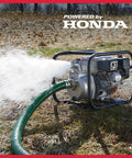 Heavy Duty 2 Inch Semi Trash Pump Moving 10010 Gph Fluid And 5/8 Inch Solids with green hose spraying water.