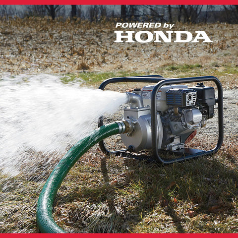 Heavy Duty 2 Inch Semi Trash Pump Moving 10010 Gph Fluid And 5/8 Inch Solids with green hose spraying water.