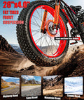 Close-up of 26-inch fat tire on Electric Mountain Bike For Adults 1500W Peak Motor with rugged all-terrain background.