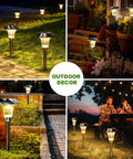 Solar Pathway Lights Outdoor Waterproof With Glass Stainless Steel Build illuminating garden and patio area at night.