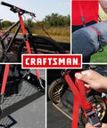 Straight Shooter 10 Piece Ratchet Strap Kit With Soft Loops And Stretchy Bungee Cords Heavy Duty Cargo Securing Set used with bike and gear.