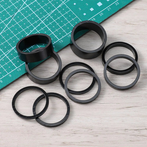 9Pcs Bike Stem Spacers Set Aluminum Alloy Headset Spacers For 1 1/8 Inch Stems Includes 15mm 10mm 5mm 3mm 2mm Heights