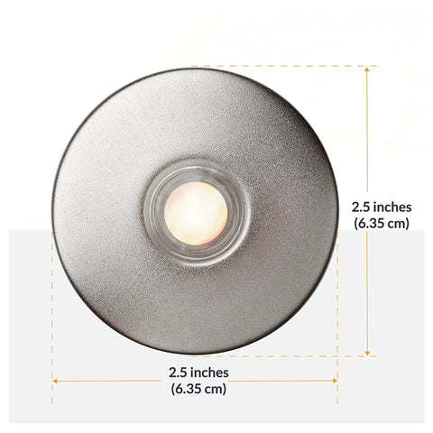 Lighted Doorbell Button In Satin Nickel Finish, Easy Surface Mount, 2.5 Inch Round Metal Housing, Night Visibility For Home