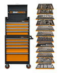 791 Piece Master Mechanics Tool Set with Premium Modular Foam Trays and GSX Mobile Tool Storage displayed with drawers open
