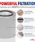 Replacement HEPA Filter For Health Mate Junior Air Purifiers Fits HM200 HM205 HM250 And Austin Air FR200 FR250 overview