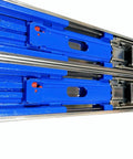 100 Lb Capacity Full Extension Side Mount Drawer Slides Soft Close 18 Inch Pack Of 10 Heavy Duty Cold Rolled Steel with blue accents
