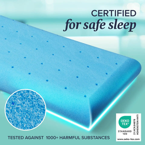 Memory Foam Firm Bed Pillows King Size 2 Pack Block Shaped Pillow For Side Sleepers And Back Sleepers Delivers Real Solid Support And Cushy Comfort For A Restful Night's Sleep. Certified safe sleep