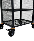 Close-up of 4 Inch Universal Caster Set Of 4 Heavy Duty Locking Wheels With 1600 Lb Capacity on metal cart.