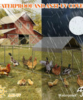 Walk-In Chicken Coop With Run 120x40x40 Inch Outdoor Backyard Poultry Pen with Waterproof and Anti UV Cover in weather conditions.