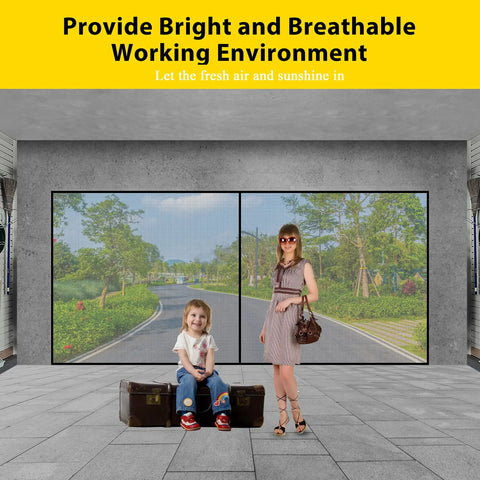 Privacy Black Garage Door Screen 16x7 Ft Keeps Out Nosy Neighbors Breathable Mesh Easy Install with outdoor view