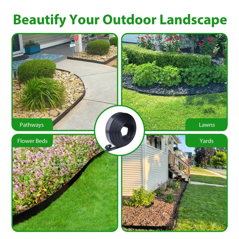 Heavy Duty Landscape Edging Border 100 Ft Roll 2 Inch Tall With 180 Spikes Flexible Vinyl Plastic Garden Border in outdoor use