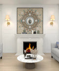 Battery Operated Dimmable Wall Sconce Set Of 2 With Remote Control and USB Rechargeable Wall Lamps beside a decorated fireplace.