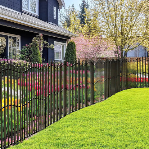 Beefy No Dig Garden Fence Kit Ten Panels Forty Inch High Twenty Seven Inch Wide Each Stretching Twenty Two And A Half Feet Long With Reinforced Square Tube Rustproof Build No Dig Stakes Ideal Outdoor Yard Fence For Dogs Pets Groundhogs And Raccoons installed in a garden
