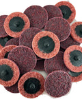 Pile of Medium Non Woven Surface Conditioning R Type Quick Change Disc 2 Inch Maroon Pro Grade For Metal Prep And Gasket Removal