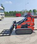 Small But Mighty Mini Skid Steer Loader With Leveler, 1800lbs Capacity, Compact Skid Steer for gardens, farms on pavement
