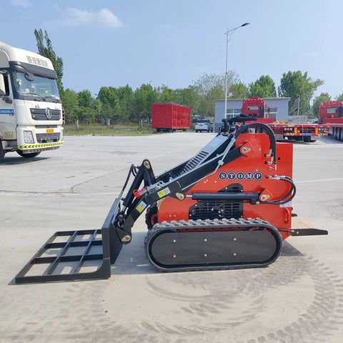 Small But Mighty Mini Skid Steer Loader With Leveler, 1800lbs Capacity, Compact Skid Steer for gardens, farms on pavement