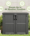 36 Cu Ft Resin Outdoor Storage Shed with Weatherproof Horizontal Cabinet and Dual Lock Doors for Backyard