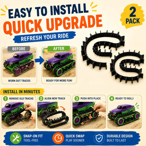 Replacement RC Track Set For Off-Road Vehicles With Flexible Drive Belt Style Wheel Tracks, Smooth Rolling And Easy Turning, Durable Impact-Resistant Build For Outdoor Use, Ideal Upgrade For Compatible Track Systems, 2-pack black tracks