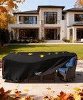 Waterproof 600D Heavy Duty Outdoor Furniture Cover for 6 To 8 Piece Patio Sets Including Sectional Sofa Chairs Ottomans and Coffee Table 111L 74W 28H Inches Black All Weather Protection on patio