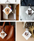 Bulk Sublimation Keychain Blanks Set For Heat Press DIY Projects Double Sided MDF 40 Blanks displayed with pet images