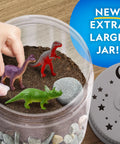 Light Up Dino Terrarium Science Kit For Kids With Multicolor LED Light And Eight Settings, Build A Colorful Mini Dino World, Decorate With Figurines, Rocks, And Stickers, Plant Seeds, Watch It Grow And Glow, extra large jar